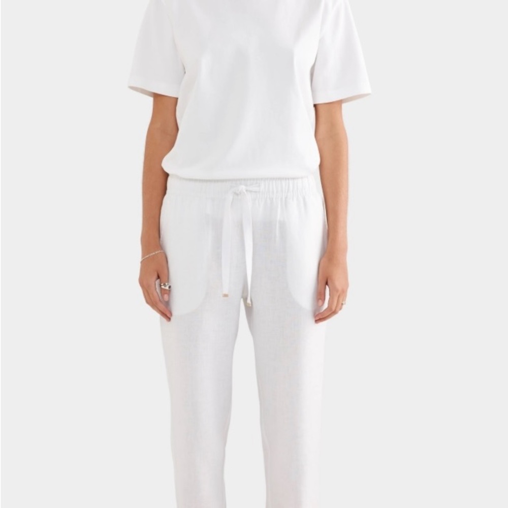 Veneoy White Linen Women's Pants - size small